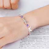 AliExpress Fine Fashion Jewelry Bracelet Purple CZ Butterfly Bracelets in Sterling Silver