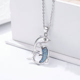 AliExpress Fine Fashion Jewelry-Necklace Dolphin Necklaces (4 Styles) in 925 Silver with Blue Cubic Zirconia