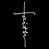 Faith With Cross Sticker Decal for Vehicle - White-LG