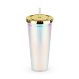 Blush Kitchen Iridescent Blush Sparkly Double Wall Drink Tumblers-Enjoy your drink, help rescued animals!  yay!