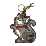 Chala Handbags Gray Keychain Gray & Orange Tabby Cat Collection Keychain, Wallet, Crossbody by Chala Vegan