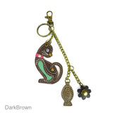 Chala Keychain Mini Cat Keychain With Cute Fish Charm Teal