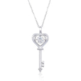 Coco-Alibaba Necklace White Key to My Heart Moissanite Diamond Necklace 925 Sterling Silver Rhodium Plated