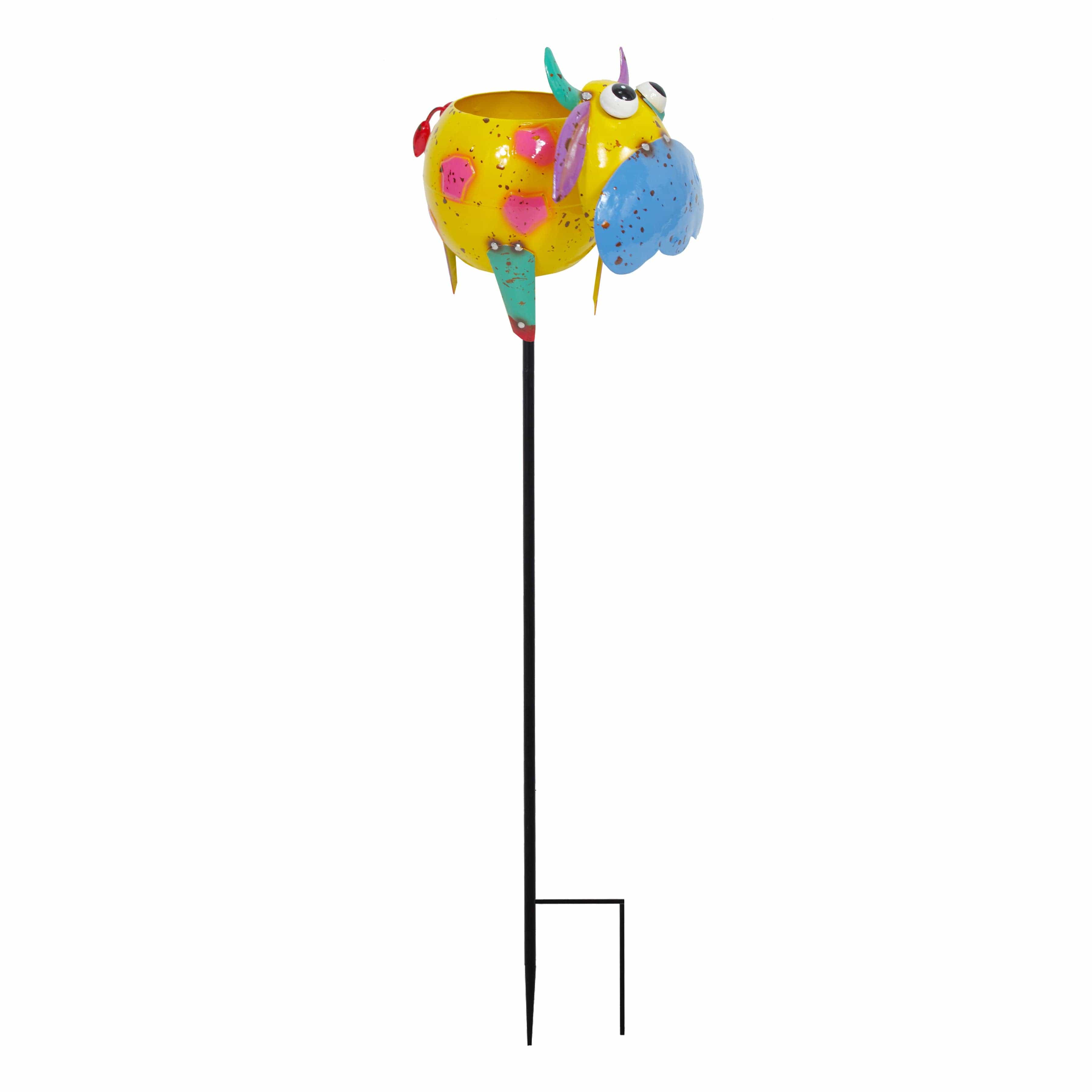 FAIRE - Continental Art Center cow planter colorful Mini Cow Planter with Stake-Bright and Cheerful!