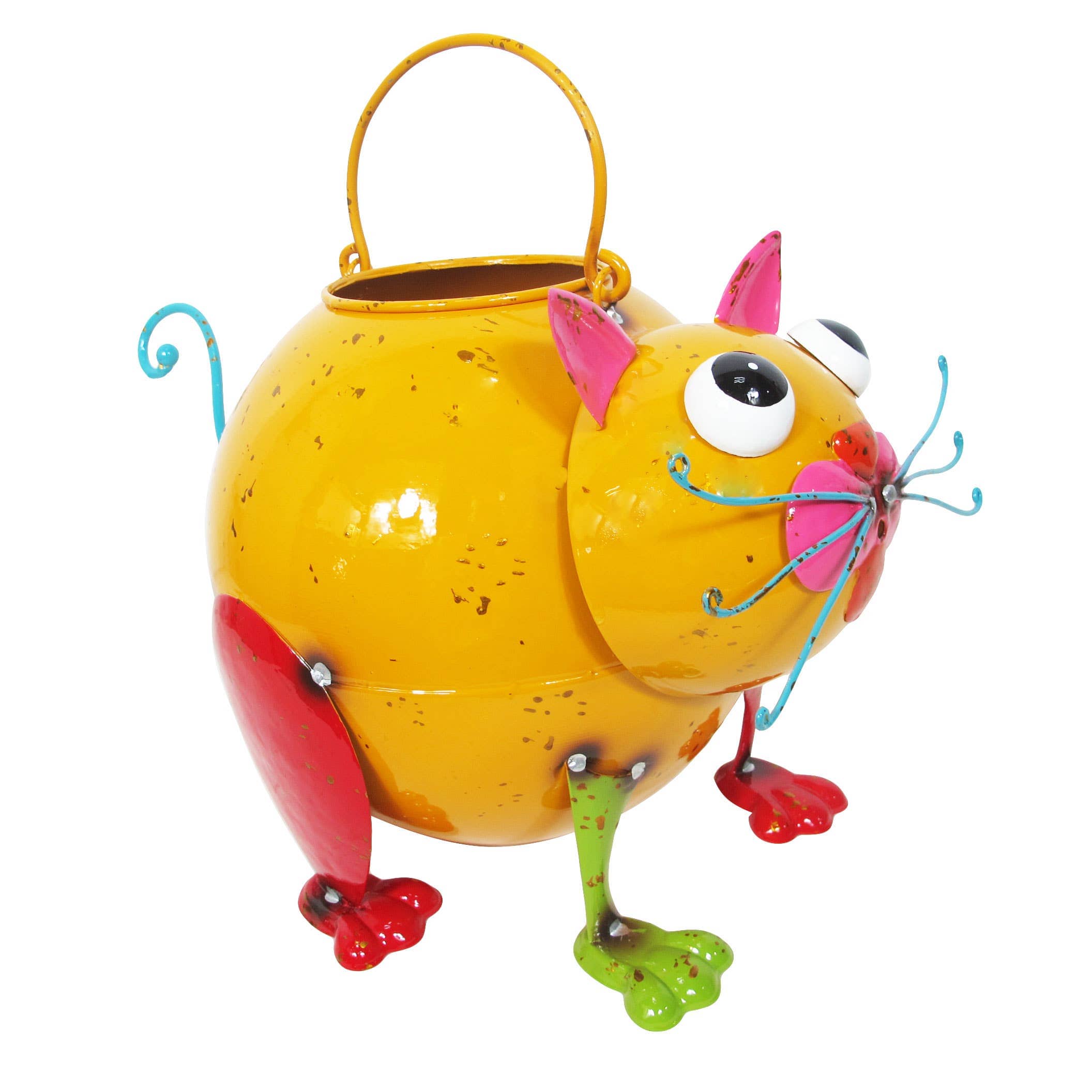 FAIRE - Continental Art Center Decor Cat Watering Can-Colorful Enameled Metal