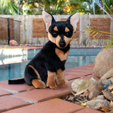 FAIRE: FurTastic Friends by Bocchetta Plush Toys Plush Dog Plush Toy Stuffed Chihuahua  Dog Black and Tan  Size 25cm/10"