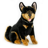 Realistic Black and Tan Large Sitting Australian Kelpie Plushie Size 36cm/14