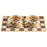 FAIRE - Haute Diggity Dog Pet Products SET / Brown / Small Chewy Vuiton Bowls & Placemat Set Classic Checker or White with Pastels