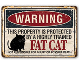 Faire-Lone Star Art Novelty Signs 8 x 12 Warning Property Protected By A Fat Cat - Metal Sign