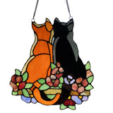 Faire: River of Goods Stained Glass Panels Cat Pair Beautiful Tiffany Style Stained Glass Hanging Window Panel