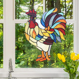 faire-river of goods Stained Glass Panels Rooster Tiffany Style Colorful Chicken Stained Glass Lamp or Hanging Panel