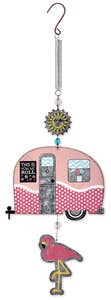 Flamingo and Vintage Camper Bouncy Hanging Ornament