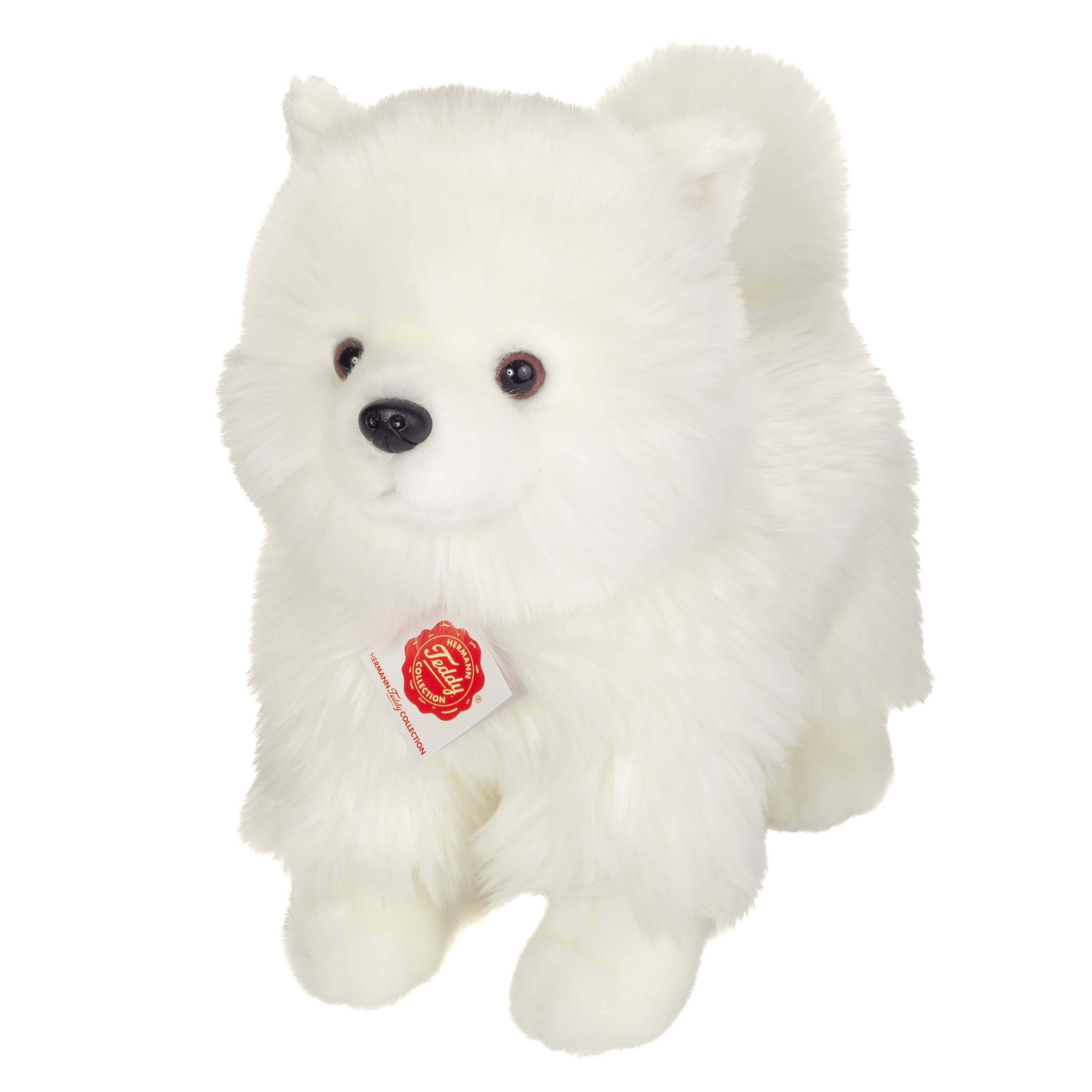 White Spitz Plush Puppy, Standing 35 cm - stuffed toy by Teddy Hermann