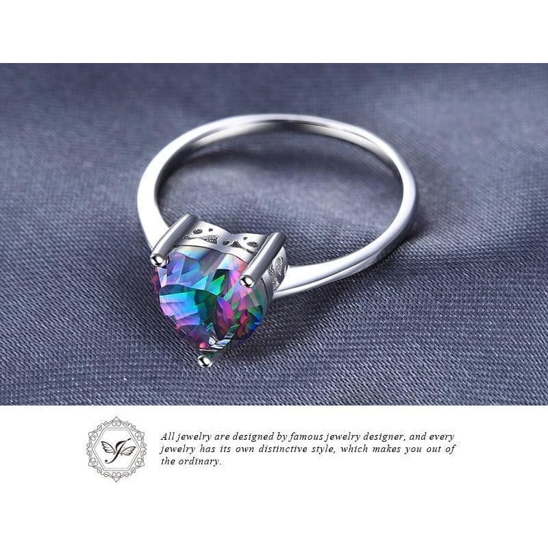 Jewel Palace Jewelry SET-Fine Fashion 925 Silver Ring Mystic Topaz Heart Necklace and Ring, Blaze of Brilliant Colors!