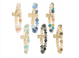 Hammered Cross Natural Stone Bracelets Stretch Variety of Colors