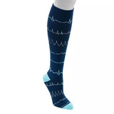 Kellis Gifts Socks EKG Rhythm Fashion Compression Socks - Navy - Large-XL Machine Washable