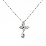Butterfly Necklace with Cubic Zirconia Sterling Silver - White
