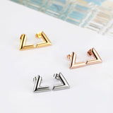 King He Fine Fashion Jewelry SET Rose Gold "V" Earrings 925 Sterling Silver Jewelry Perfect for Vegans!