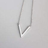 King He Fine Fashion Jewelry SET Silver "V" Dainty Sterling Silver Necklace perfect for Vegans!