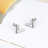 King He Fine Fashion Jewelry SET Silver "V" Earrings 925 Sterling Silver Jewelry Perfect for Vegans!
