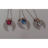 Koko Fine Fashion Jewelry-Necklace Angel's Wings and Heart Necklace Sterling Silver Guardian Angel