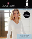 KOMAR LAYERING LLC Long Sleeve Top White XL Cuddl Duds SoftWear Lace Edge Long Sleeve Top Cheetah Print or White XL