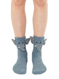 Living Royal Footwear Elephant Crew Slipper Socks Soft and Fuzzy Women's