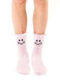 Living Royal Socks Pink Bunny Rabbit Fuzzy Crew Slipper Socks Pink or White Soft and Fuzzy