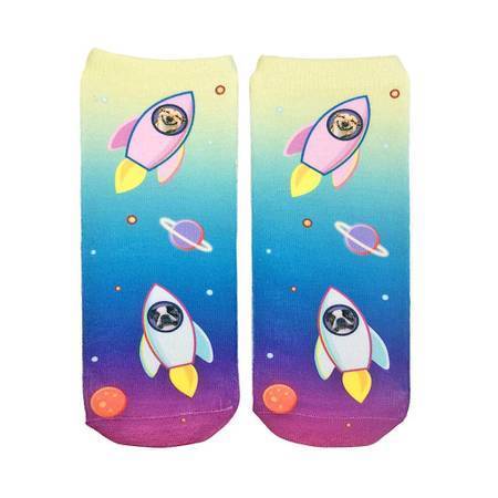Living Royal Socks Puppy Astronaut Full Color Space Ship Blast Off Ankle Socks *