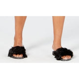 Macy's Slippers I.N.C. Faux-Fur Slide Slippers Black Size Large 9/10