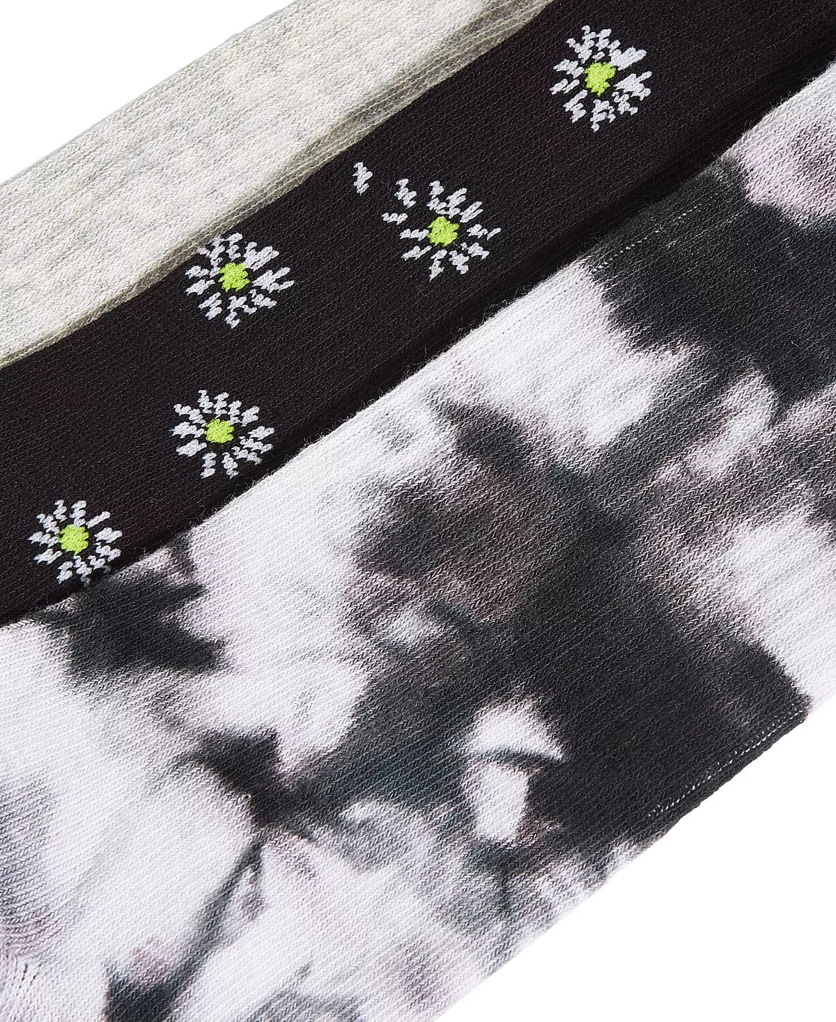 MMG-JENNI/GOLD MEDAL INTL Socks Women's 3pk Crew Socks Jenni Daisy & Tie-Dyed Neutral Color Ribbed Cuff