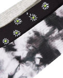 MMG-JENNI/GOLD MEDAL INTL Socks Women's 3pk Crew Socks Jenni Daisy & Tie-Dyed Neutral Color Ribbed Cuff
