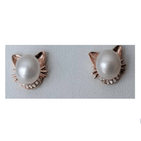 Monica Jewelry SET-Fashion 925 Silver Rose Gold Plated / Earrings Beautiful Pearl Cat Jewelry Sterling Silver Necklace