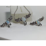 Monica Jewelry SET-Fine Fashion 925 Silver SET Bat Jewelry Created Opal Sterling Silver