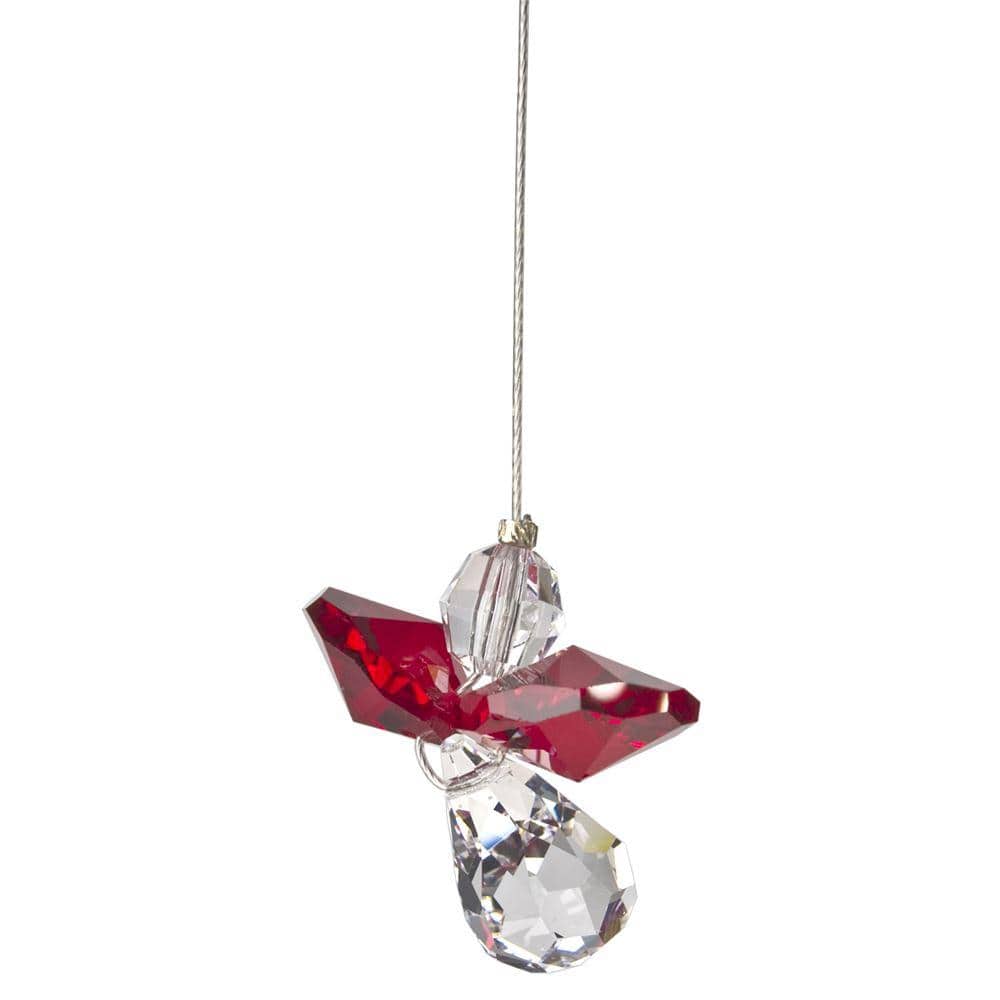One Coast - Woodstock Chimes Decor Garnet Crystal Guardian Angel Suncatchers in Birthstone Colors-Small