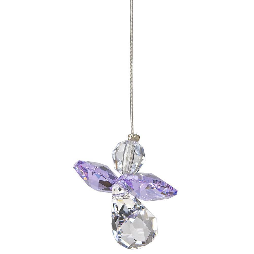 One Coast - Woodstock Chimes Decor Light Amethyst Crystal Guardian Angel Suncatchers in Birthstone Colors-Small