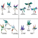 One Coast - Woodstock Chimes Gifts For the Home Fantasy Glass Crystal Suncatchers-Eagle, Hummingbird, Songbird and Dragonfly