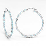 Quintessence Fine Fashion Jewelry-Earrings Gemstone Hoop Earrings: Peridot,Amethyst or Blue Topaz in 925 Sterling Silver