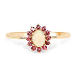 Quintessence Fine Jewelry Rings Opal and Pink Tourmaline Ring-Dainty and Sweet, Perfect for October Babies!