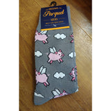 Seleni NY Apparel Gray Men's Crew Socks-Pigs, Police, Camo, Dogs, CUTE!