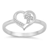Heart with a Cross Promise of Purity Ring Sterling Silver - 6