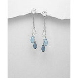 Swarovski Crystal Earrings & Pendants-3 Styles of Beautiful Sparkling Crystal Earrings - 3 Briolettes / Blue Combi