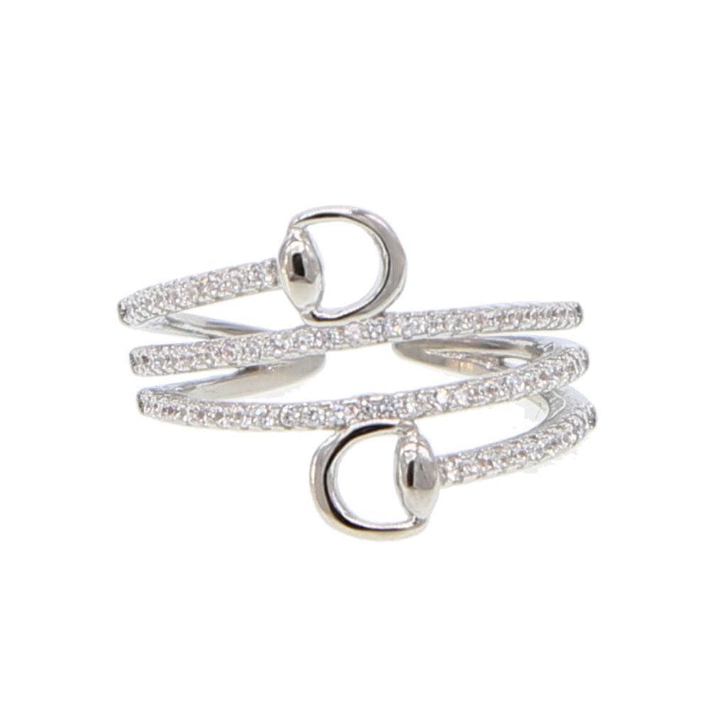 The Pink Pigs Fine Fashion Jewelry Ring One Size / Platinum Plated Snaffle Bit Ring Platinum Plated Micro Pave CZ for the Horse Lovers!  Gorgeous!  Sparkly!
