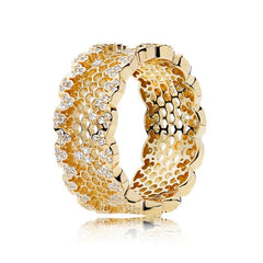 アクセサリー 925 Silver Honeycomb Ring GOLD the-pink-pigs-fine-fashion-