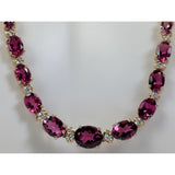Pink Tourmaline and Diamond SET, 27.4ctw Necklace & 7.45ctw Earrings in 14K Gold, STUNNING! - Necklace