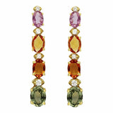 The Pink Pigs Fine Jewelry-Earrings Multi Colored Sapphire & Diamond Rain Drop Earrings 14K Yellow Gold