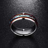 The Pink Pigs Mens Jewelry and Watches 9 Hawaiian Koa Wood and Abalone Shell Ring with Tungsten Carbide for Men, Comfort Fit Sizes 5-14