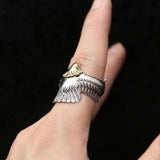 The Pink Pigs rings Men's Silver and Gold 2 Toned One Size Patriotic Eagle Ring