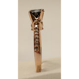 The Pink Pigs Wedding or Engagement Ring Gift Box Black Diamond Solitaire Engagement Ring with Diamond Shanks, 1.5ctw in 10K Rose Gold-Gorgeous!