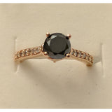 Black Diamond Solitaire Engagement Ring with Diamond Shanks, 1.5ctw in 10K Rose Gold-Gorgeous! - Gift Box